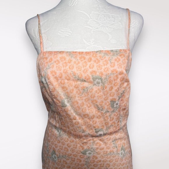 J.Crew Slip Dress Midi Spaghetti Straps Orange Floral Cotton Size 6 - Picture 2 of 10